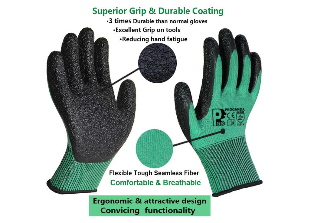 Worker wearing Proganda gloves